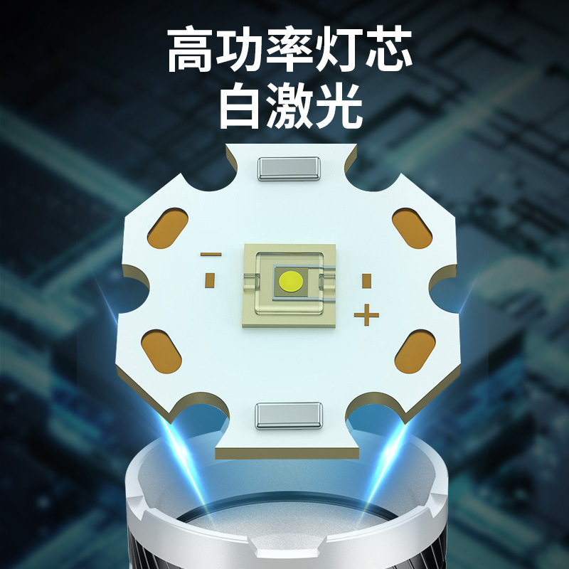 Nueva linterna láser al aire libre camping luz fuerte iluminación linterna tipo-C carga rápida tiro largo telescópica zoom linterna