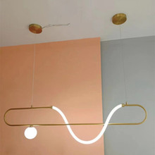 设计师简约餐厅岛台吧台长条吊灯软装家居展厅样板间装饰音符吊灯