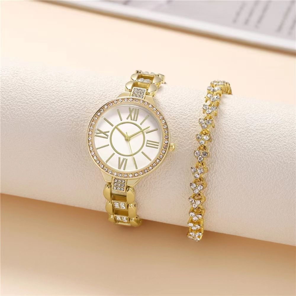2023 Nuovo prodotto da donna Orologio con bracciale con quadrante romano con diamanti Orologio da polso al quarzo con confezione regalo versatile di lusso alla moda_voghion.com