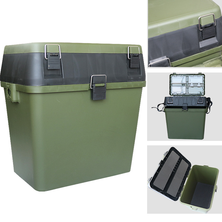 Mochila multifuncional Luya caja de pesca ejército verde caja de herramientas de plástico MESA DE PESCA caja de pesca de roca puede sentarse y volver