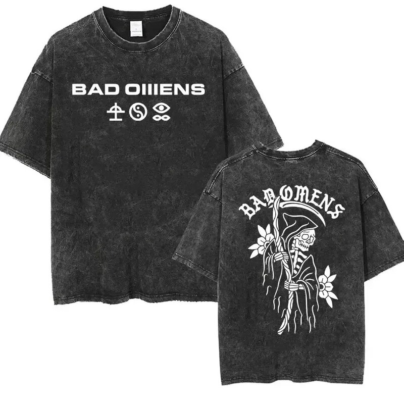 2025 Streetwear Bad Omens Band Music Tour 2025 Washed T-Shirt Vintage 90S Unisex Clothing