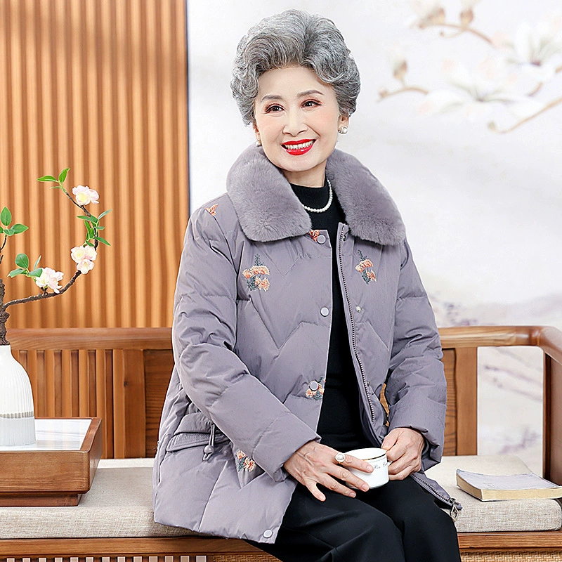 Зимний пуховик для среднего и пожилого возраста, белый утиный пух, новая утолщенная пуховая куртка с хлопковой подкладкой