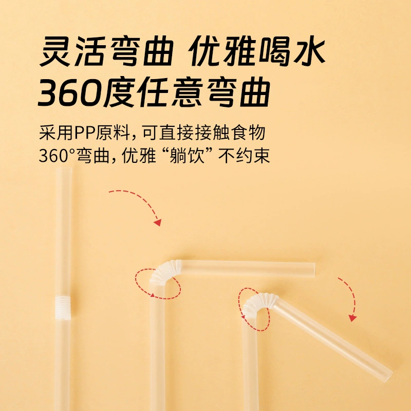 Manufacturer wholesale straw disposable independent packaging plastic PP drinking water soybean milk juice long straw disposable transparent