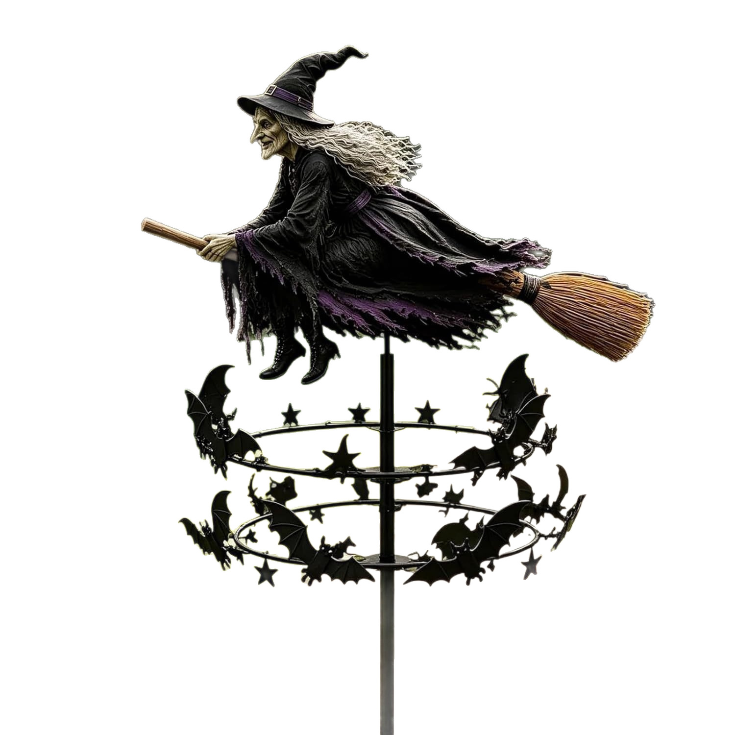 Molinillo de Viento de Bruja de Resina Sintética para Jardín y Patio