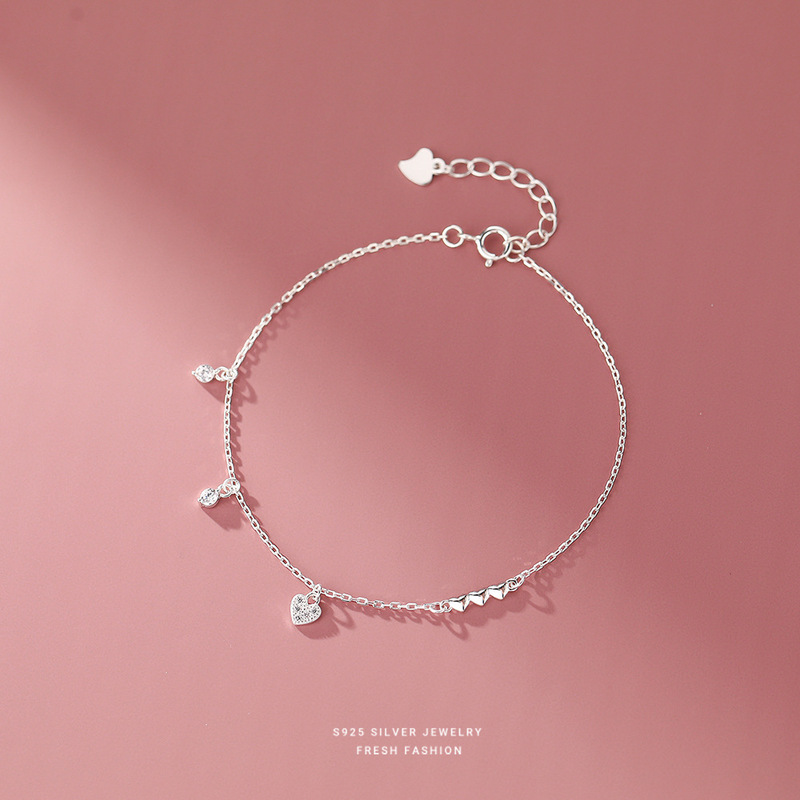 s925 sterling silver glossy love flash diamond bracelet women's simple creative niche design ins cold wind a generation of hair s925 sterling silver glossy love flash diamond bracelet women's simple creative niche design ins cold wind a generation of hair