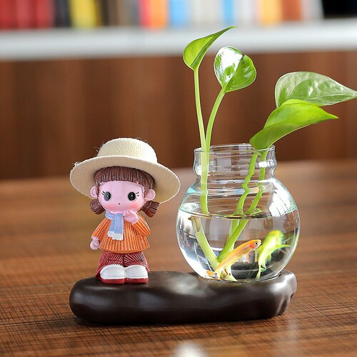 Tang Yi Creative Crafts Home Decoration Cute Couple Doll Flower Arrangement Hydroponic Pothos Vase Desk Accessories