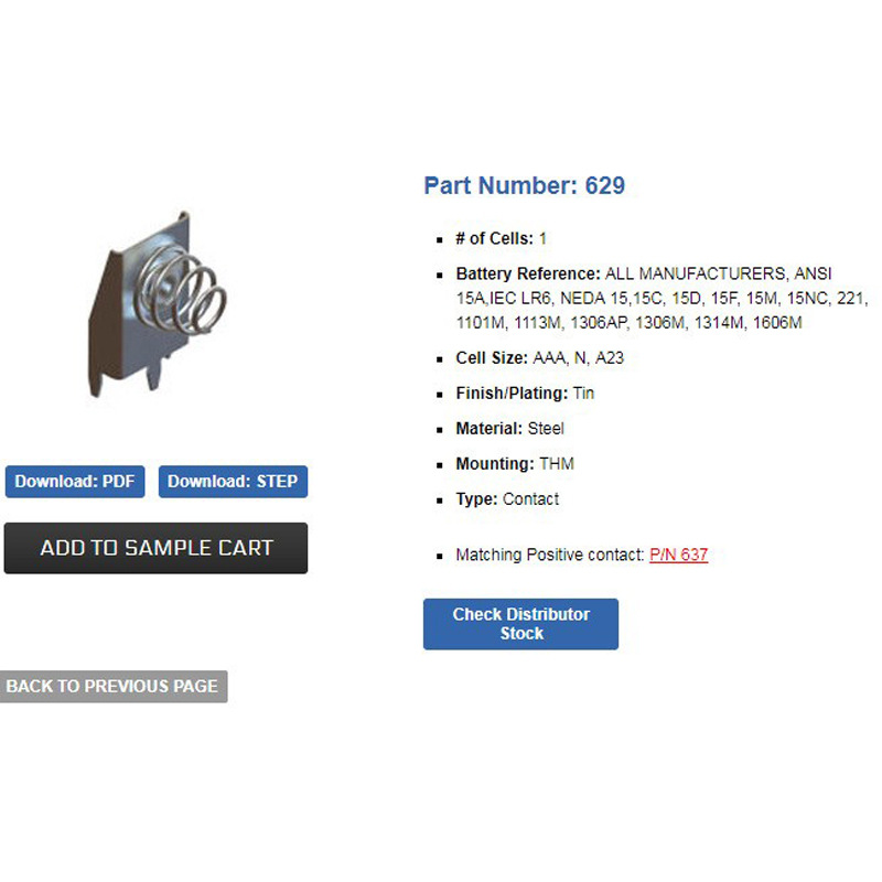 KEYSTONE ELECTRONICS  629 负极 AAA AA N A23 电池弹片 电池座