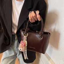 跨境简约时尚手提包2025冬季新款复古菜篮子包纯色通勤单肩斜挎包