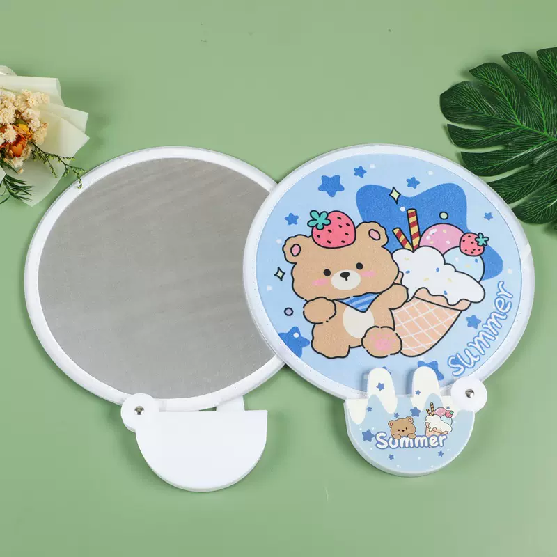 反光折叠团扇便捷折叠扇 学生迷你扇布面便携小扇子卡通户外圆扇