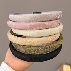 新中式刺繡紋理髮箍壓發洗臉頭箍氣質外出發卡2024新款高級感髮飾