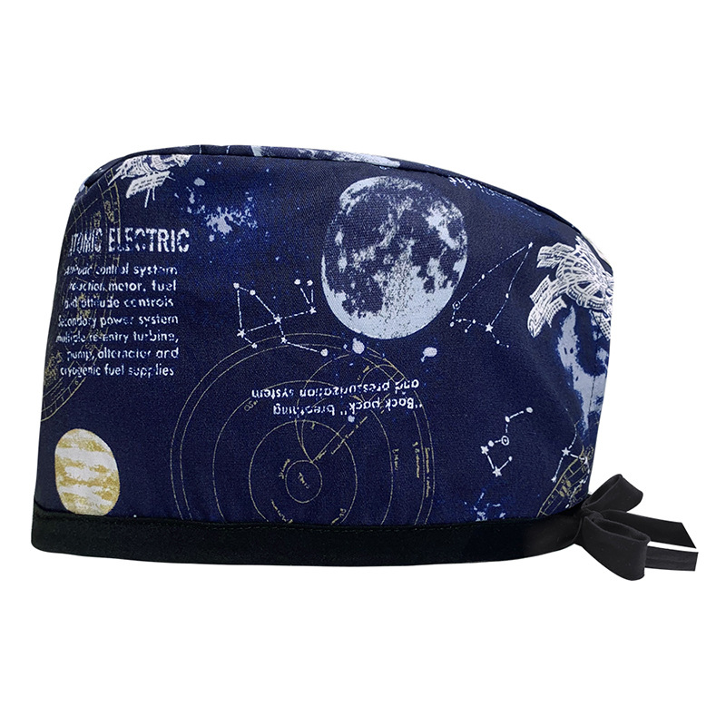 Amazon suministro de algodón puro impresión quirúrgica tapa femenina correa ajustable enfermera tapa médico dental oral fregar tapa