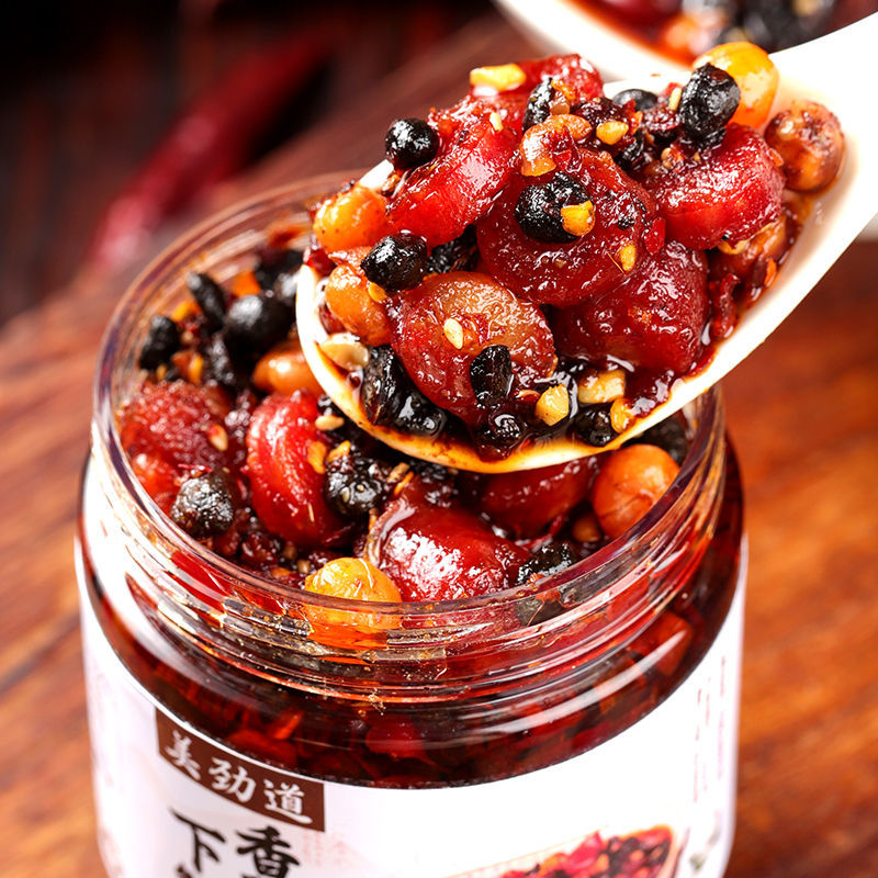 广式腊肠下饭酱拌面拌饭菜瓶装速食菜开胃香辣香肠下饭菜豆豉罐装