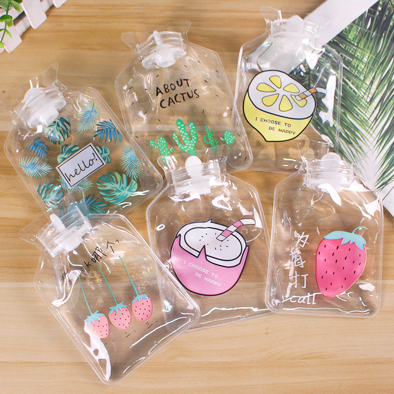 Small transparent hot water bag, simple winter warm water bag, student portable mini water-filled hand warmer
