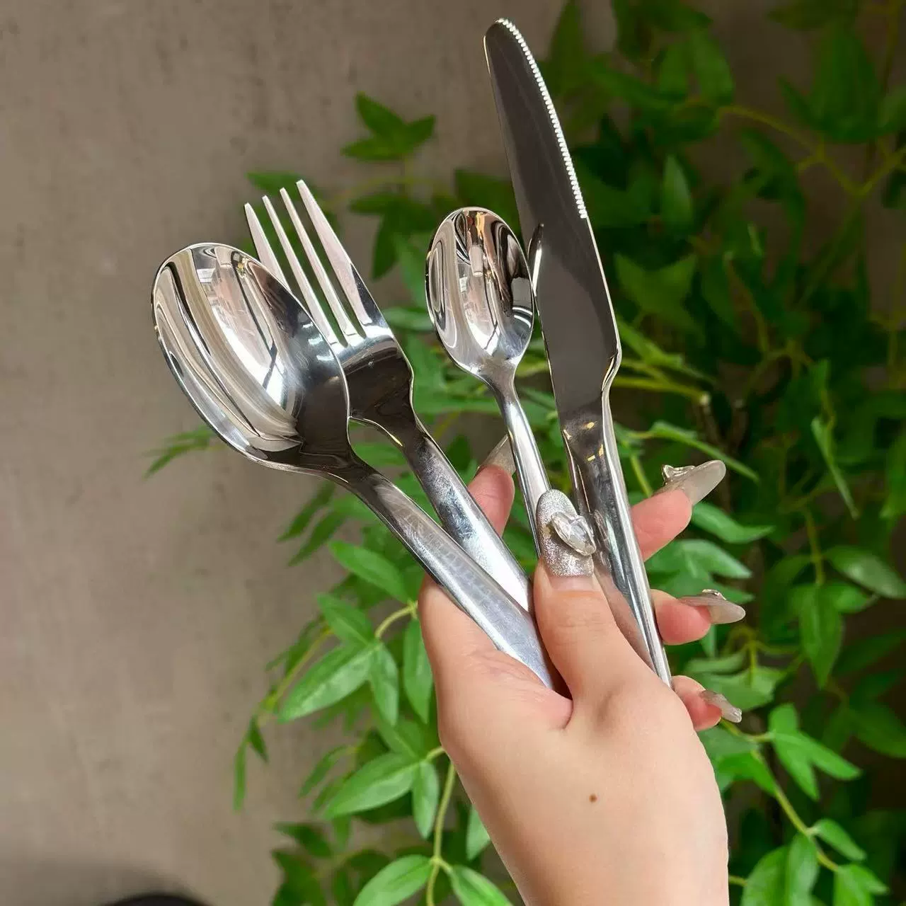 Tableware stainless steel, durable set for hotel, simple and elegant design, increased thickness