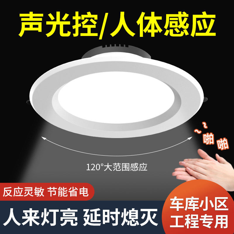 LED intelligent voice-controlled motion sensor downlight, recessed ceiling light, home ceiling light, entryway hallway spotlight