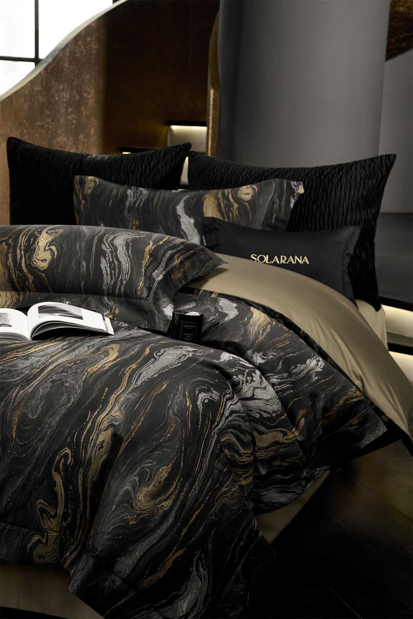 Conjunto de cama 4 peças em algodão elegante para homem_voghion.com