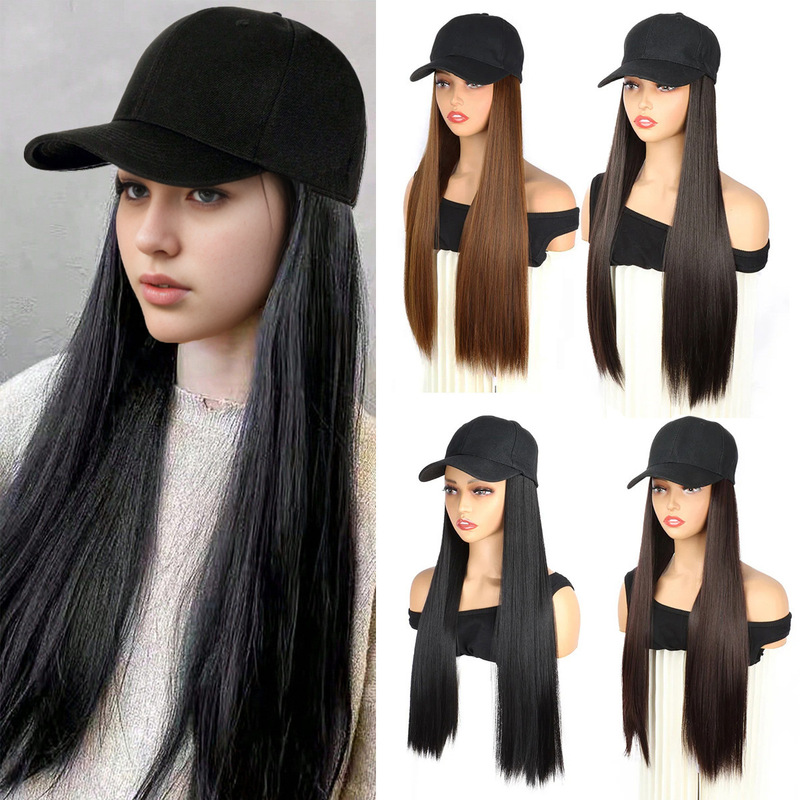 Wig for Women with Long Straight Hair, Full Headgear, Summer Internet Celebrity, Summer Trend, One-Piece Fashionable Hair Cover with Hair