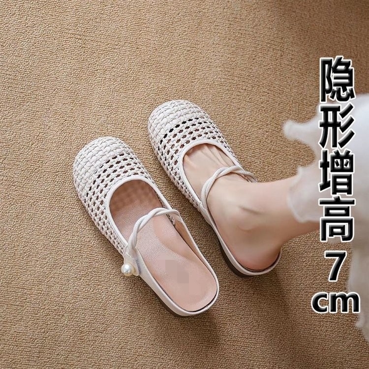 Aumentar la altura de las sandalias de la cabeza de la mitad de las sandalias de la mujer 2026 nuevo estilo de verano de malla vacío zapatos Mary Zhen zapatillas frescas image 1