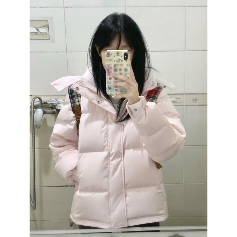 温柔风粉色连帽保暖棉服外套女冬季新款百搭显瘦宽松时尚面包服潮|undefined