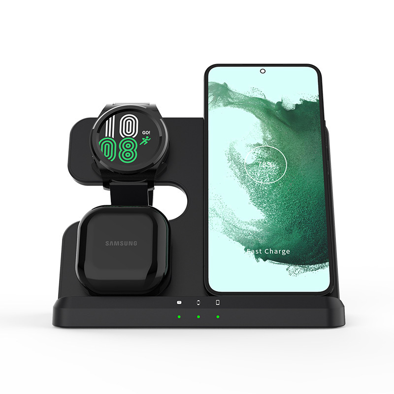 Tres en uno cargador inalámbrico multi-función soporte de carga rápida de escritorio adecuado para Samsung teléfono móvil reloj auricular base