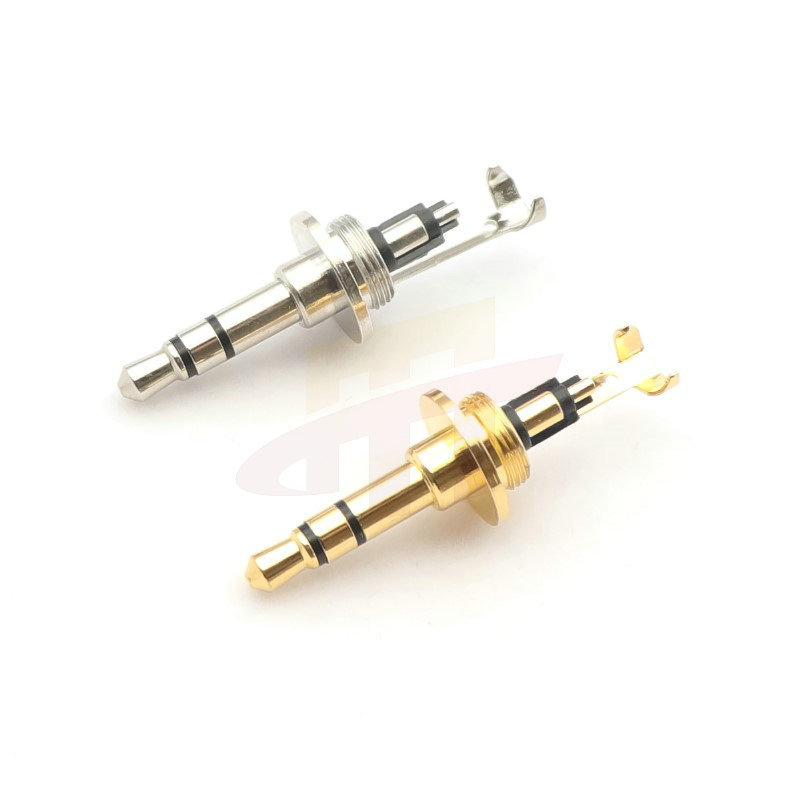 3.5立体耳机插头 M7.5螺纹Φ10盘3.5三极插头插针升级线DIY维修头