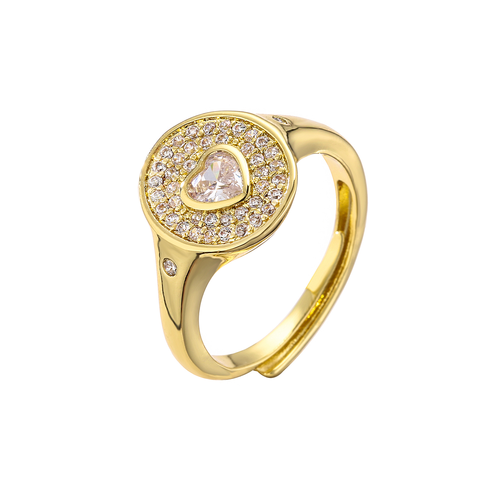 Fashion Heart Shape Copper Plating Inlay Zircon Rings 1 Piece