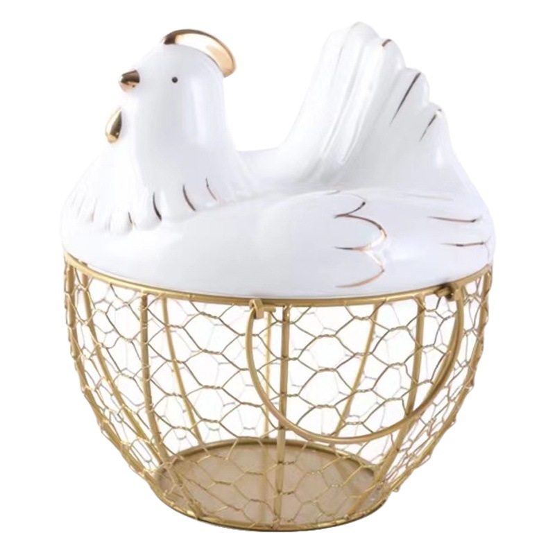 Cesta de hierro de cerámica creativa cesta de almacenamiento de huevos cesta de frutas cocina almacenamiento acabado cesta de almacenamiento doméstico cesta de aperitivos