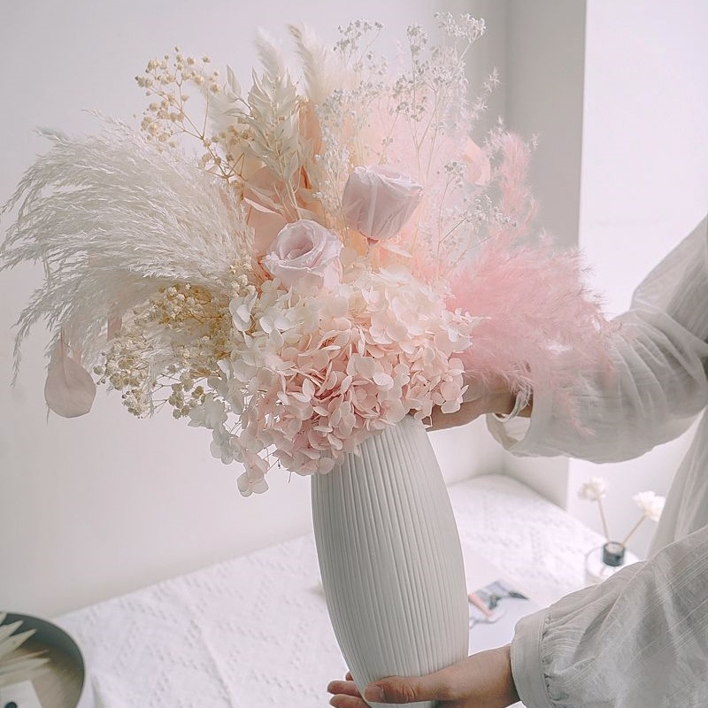 Bouquet de fleurs séchées rose éternelle et gypsophile déco_voghion.com