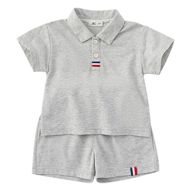 Youbao ropa para niños camisa polo para niños pantalones cortos de dos piezas para niños top simple de color sólido traje deportivo para niños de verano