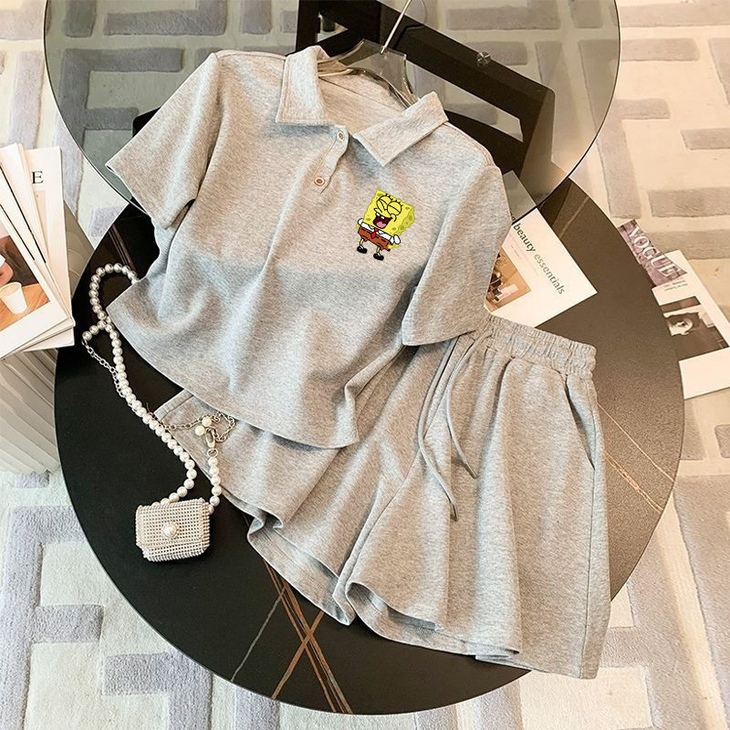 女童夏装POLO衫套装2025新款洋气百搭儿童装夏天短裤短袖两件套潮