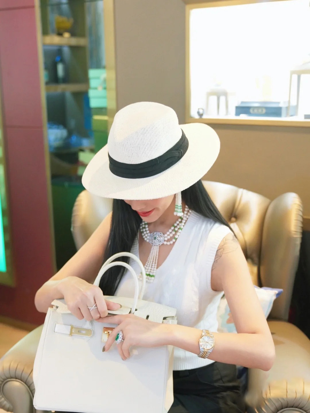 Retro Geometric Copper Plating Artificial Gemstones Rings 1 Piece