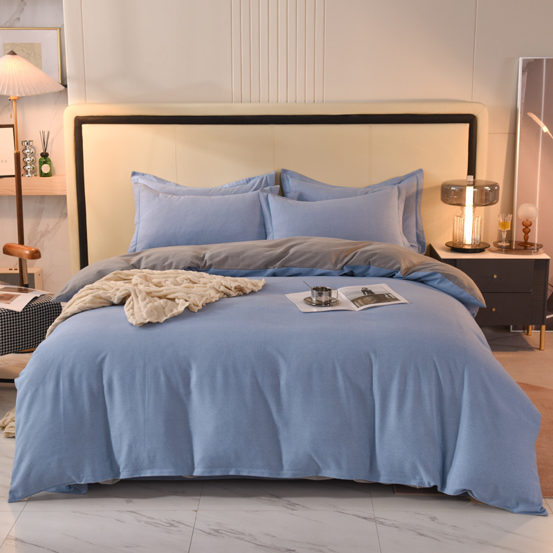 純綿厚手で毛を磨いた純色の豪華なシーツは4点セットの秋冬布団カバーの寝具は3点セットです。