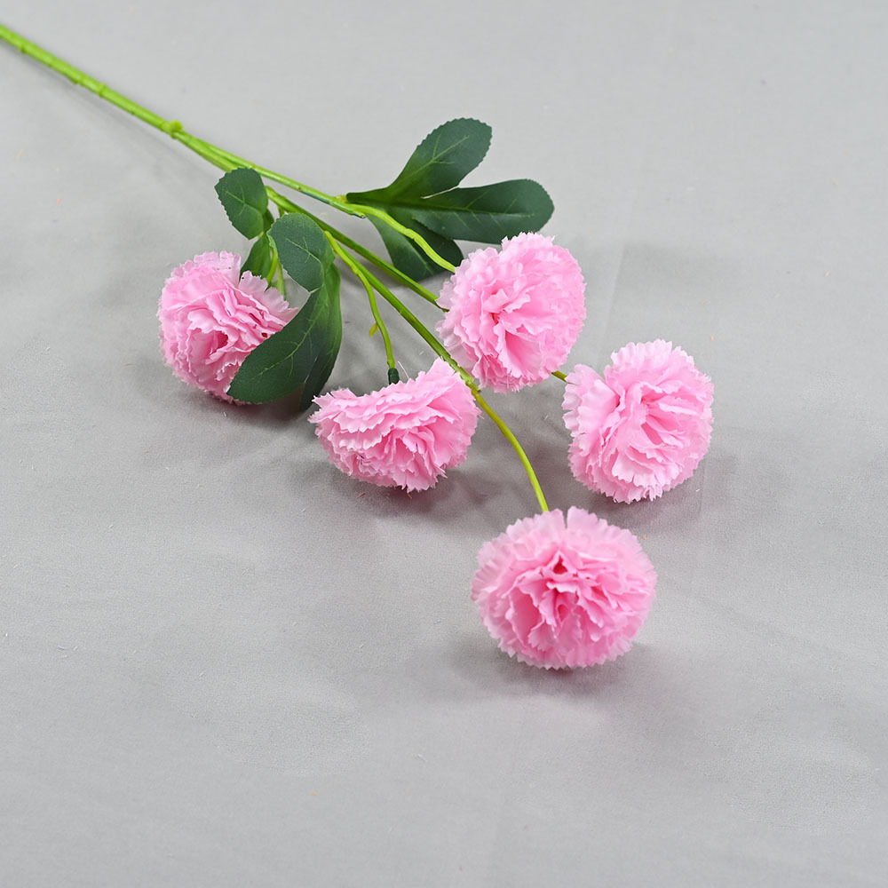 Suministro spot de flores de claveles de 5 gargadas Día de la Madre Día del Maestro sala de estar decoración fábrica de flores de seda al por mayor