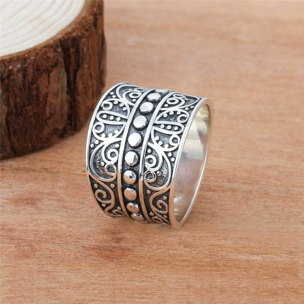 Retro fashionable ring, jewelry, print, boho style