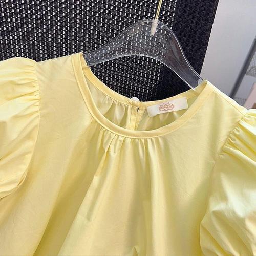 Chic Girls' Summer  Upgraded Medium-Large Kids' Korean Style Trendy Sweet Short-Sleeve Dress