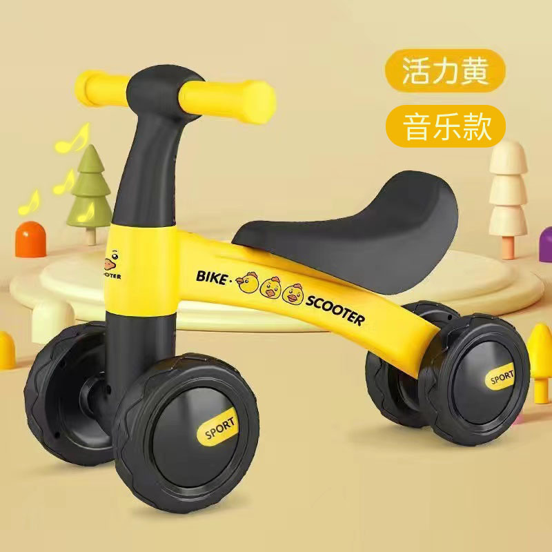 Cuatro ruedas de equilibrio para niños de 1 - 3 años de edad, patineta para bebés sin pedal, caminante anti-rollback, música, luces deslizantes