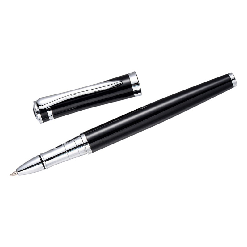 Spot men's black business insert metal sign pen ball pen integral gift can be printed advertising logo
