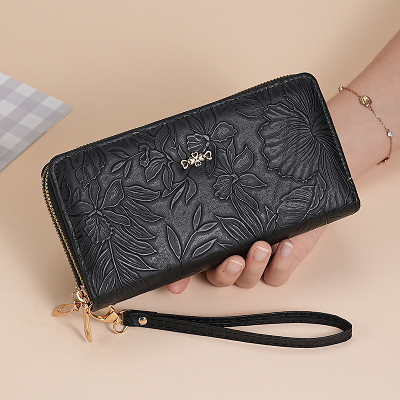 Bolso de mujer, bolso de mano retro relieve PU con cremallera, bolso multifuncional de mujer de alto nivel.