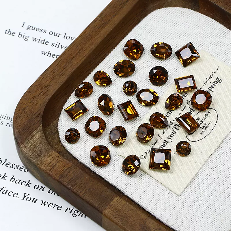 烟黄美甲钻 东洲水晶钻爆闪高品美拉德咖色合集华子平替美甲饰品