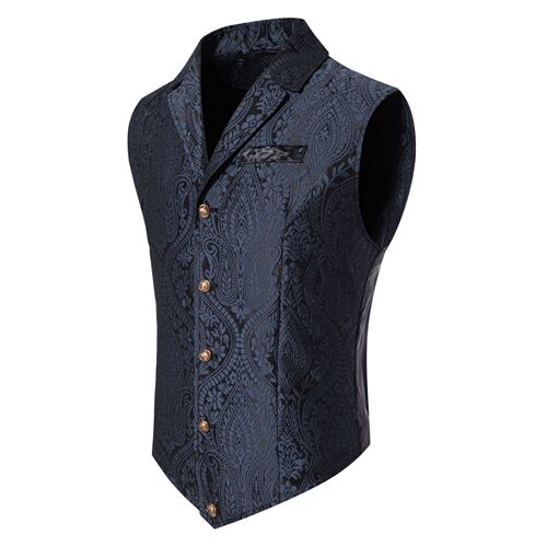 Ecode Men's Suit Vest, Men's Casual Front-Button Floral Print Slim Holiday Dress Jacket