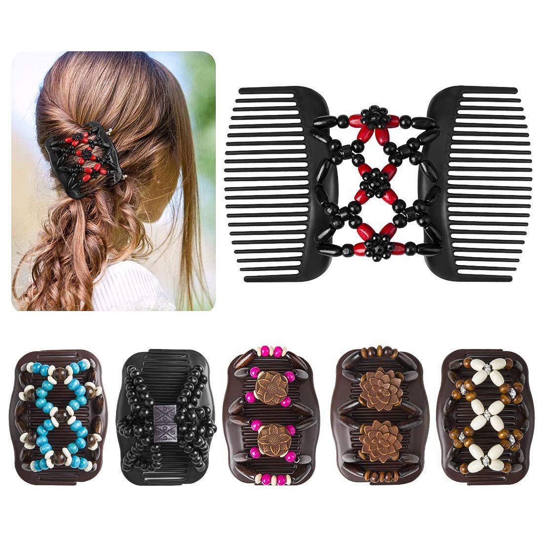 Cross-border handmade bead hair comb, versatile women's magic hair comb, dual-row hairpin hair accessory, factory direct sale