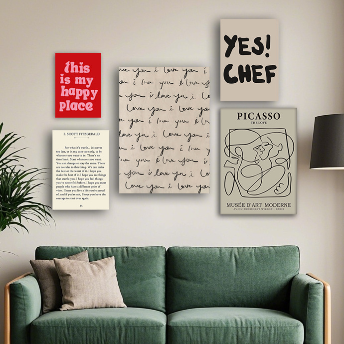 客厅装饰画跨境专供油画布画芯批发客厅高级感挂画自定义海报代发