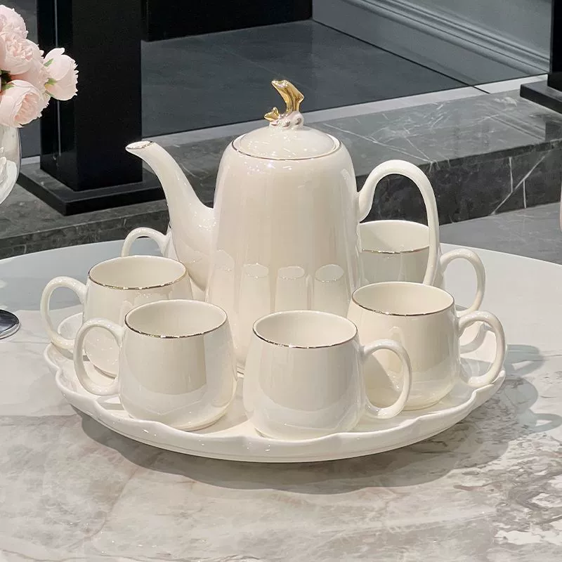 Легкая роскошь: высококлассный новый набор для чая 2025 года, керамическая чашка и чайник для дома, подарок на новоселье для гостиной.