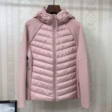 2024白鸭绒拼接羽绒服女轻薄款休闲百搭内胆保暖连帽洋气外套