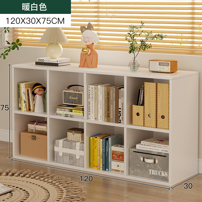 Estante de cosméticos de estilo crema, gabinete de rejilla de piso a techo lateral de mesa, gabinete de ocho compartillas, gabinete de almacenamiento de perfumes para productos para el cuidado de la piel