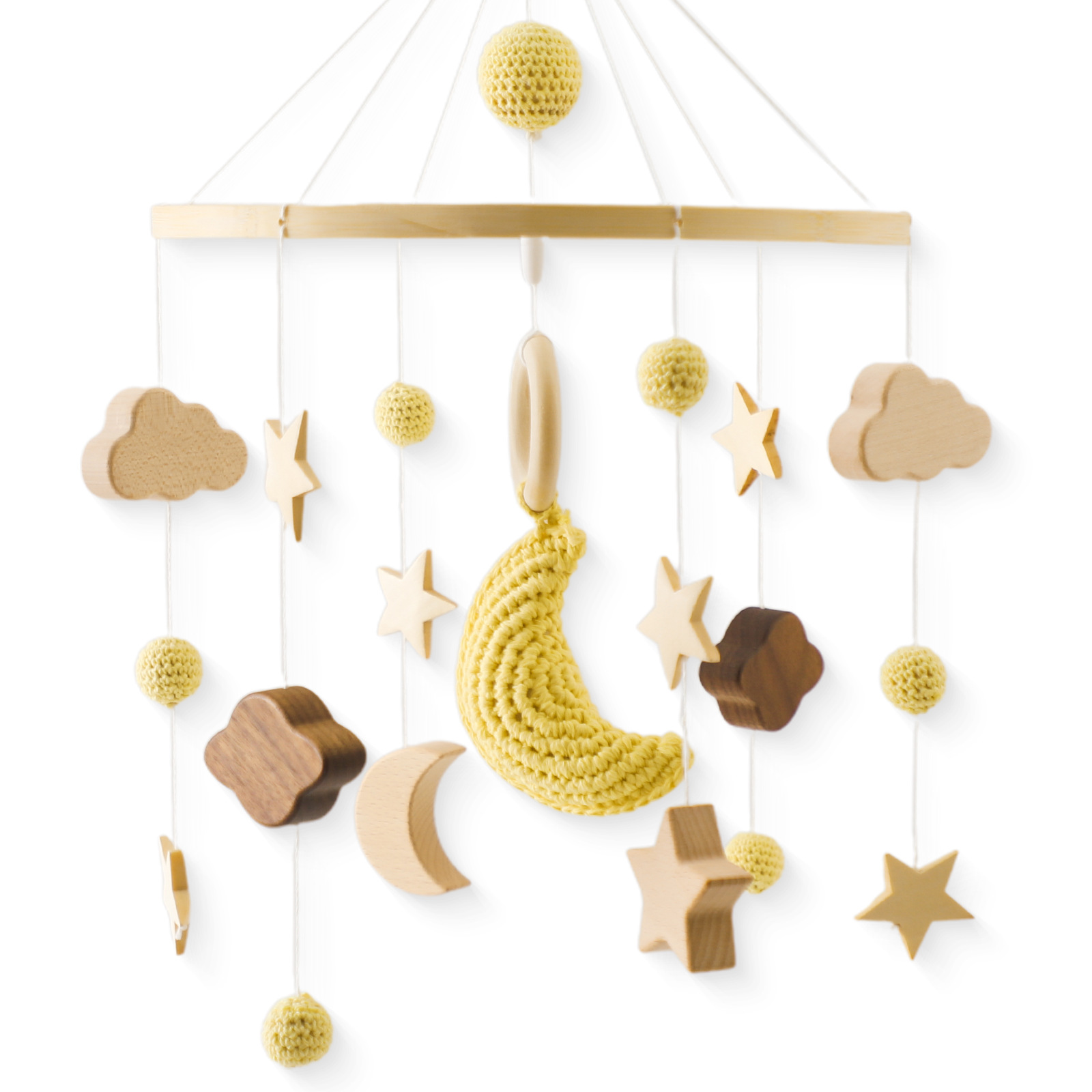 Estilo nórdico habitación de los niños adornos de ganchillo recién nacido bebé cuna adornos coordinación ojo mano ganchillo muñeca cama campana