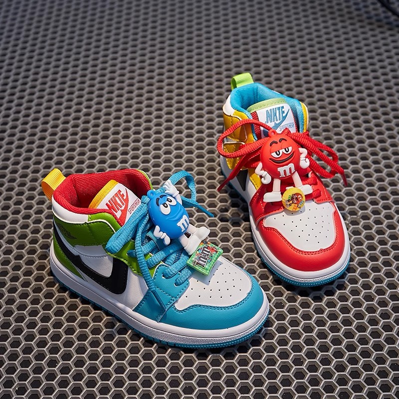 Children's mandarin duck board shoes 2024 autumn new girls high-top sneaker boys m bean children's shoes AB children's shoes fashion brand