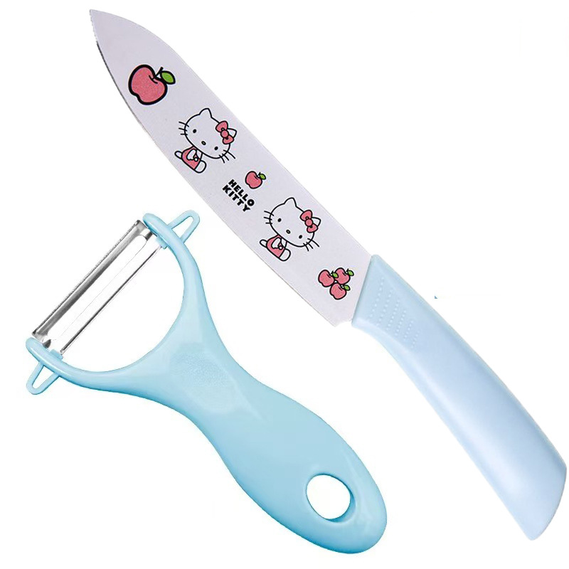 [blue] chef knife + peeler (comes with knife cover)