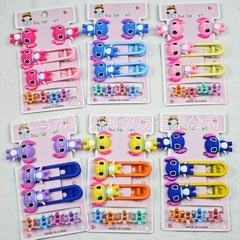 子供の漫画の柔らかいゴムのスティッチのアヒルの口はマカロンの色の赤ちゃんの滑り止めのヘアピンの女の子の髪飾りの卸売りのヘアピンを挟みます。