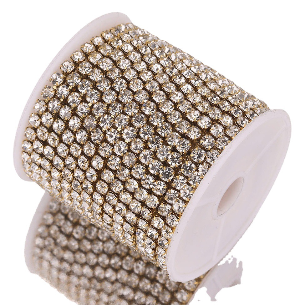 Acero inoxidable galvanizado rhinestone garra cadena Ropa Accesorios vestido color cadena DIY joyería cadena Scratch diamante joyería cadena